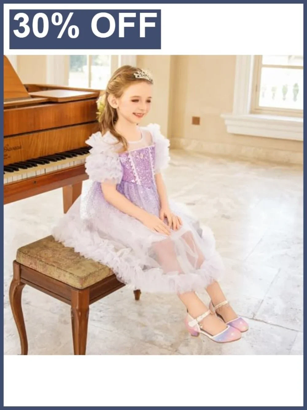 Girls Dress Shoes High Heels Glitter Princess Formal Sandals